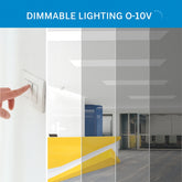 2x4 backlit led panel Dimmable lighting control with office interior background